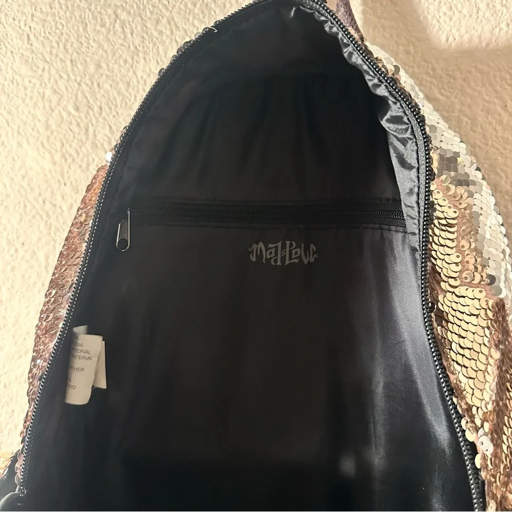 MalPolc Rose Gold Silver Sequin Backpack